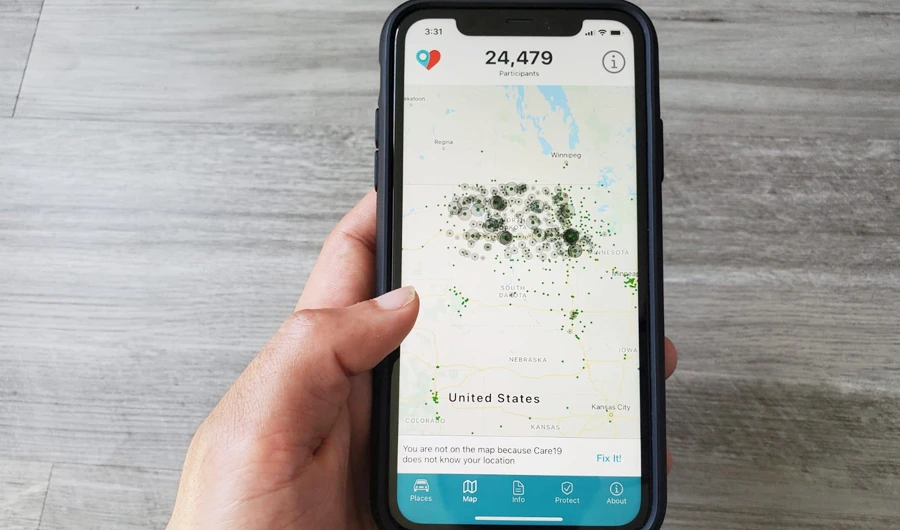 The Care19 mobile app, which North Dakota and South Dakota authorities have asked residents to download to assist in contact tracing. (Reuters)