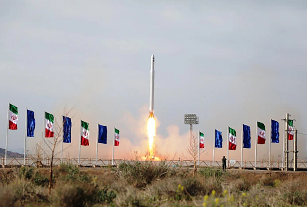 An Iranian military satellite — dubbed the Nour — was launched amid tensions with the US. (AFP)