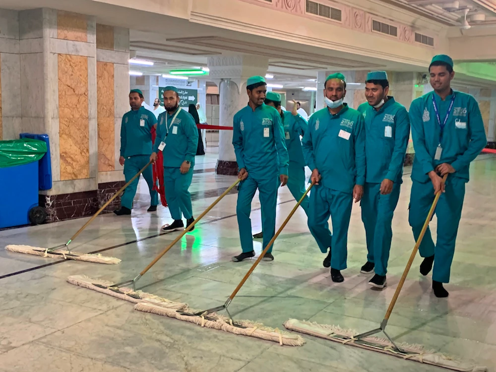 Sanitation workers in Saudi Arabia in February, 2020. (AFP/File Photo)