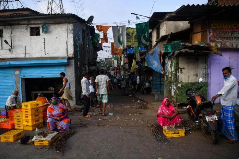 The Dharavi slum, where many of Mumbai’s domestic workers live, on April 6, 2020. (AFP)