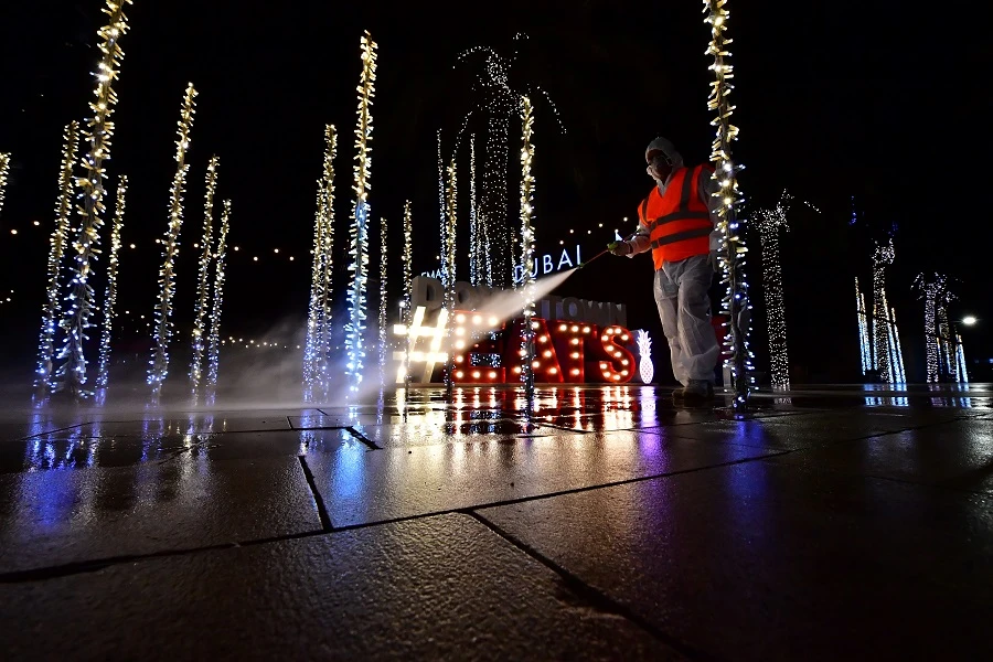 The disinfection program saw all Dubai's streets cleaned during the 24-hour curfew. (File/AFP)
