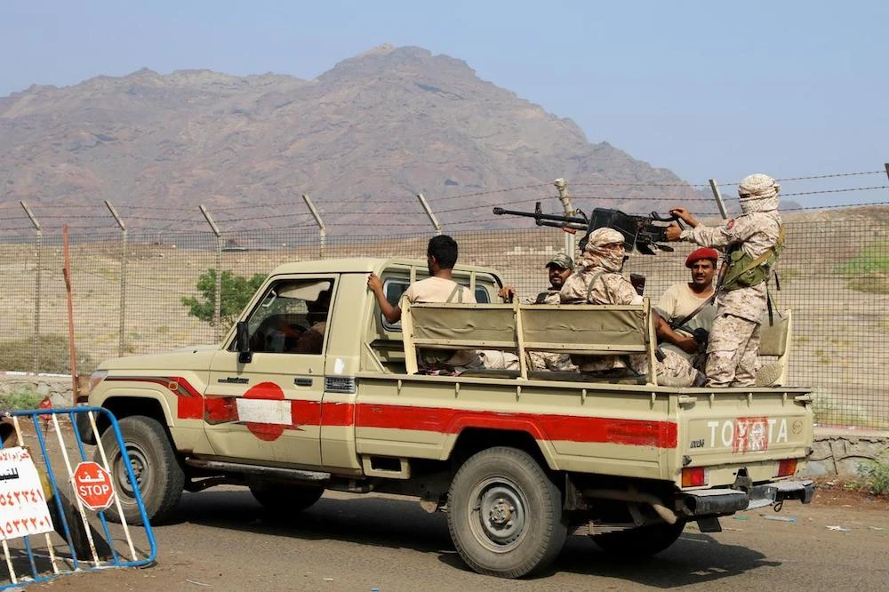 Southern Yemeni separatist security members patrol a street during a campaign to seize unlicensed motorcycles in Aden, Yemen. (File/Reuters)