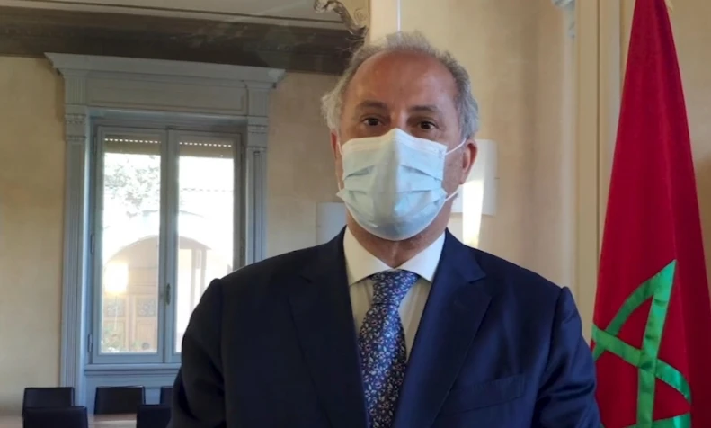 Moroccan Ambassador to Italy Youssef Balla said the 700,000-strong Moroccan community in Italy has strived to help those in need during the coronavirus crisis. (Screenshot/AN Photo)