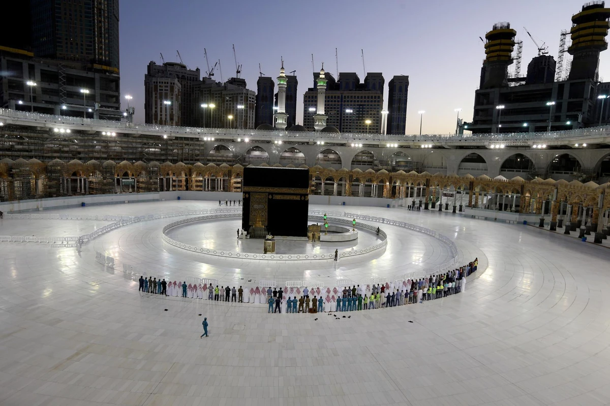 Worshippers perform Taraweeh prayers in front of the Kaaba in the Grand Mosque on the first day of Ramadan on April 24 in Makkah, Saudi Arabia. (Reuters)