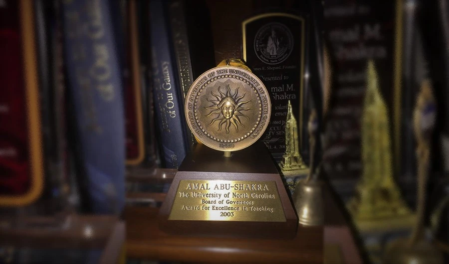 Award of Excellence in Teaching given to (late) Amal Abu-Shakra, Professor of biology and biochemistry at The University of North Carolina. (Supplied)