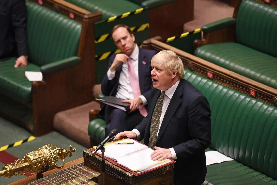 Prime Minister Boris Johnson will meet Cabinet colleagues to review lockdown measures introduced to combat the coronavirus outbreak. (UK Parliament/AFP)