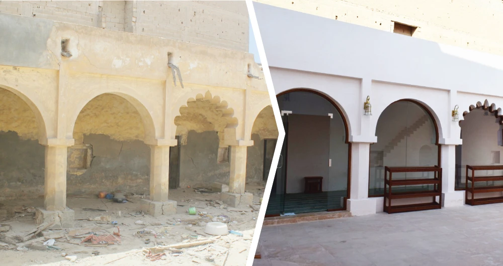 Al-Hebaish Mosque Built: Early 20th century /Pre-renovation/ Capacity: 80 Total area: 318 sq. meters /Post-renovation/ Capacity: 90 Total area: 318 sq. meters. (All article photos: The Prince Mohammed bin Salman Project for Renovation of Historical Mosques)