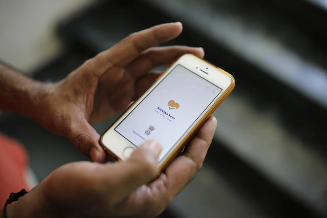 The Indian government requires the Aarogya Setu app be used by all workers, both private and public, and by members of the military. (AP)