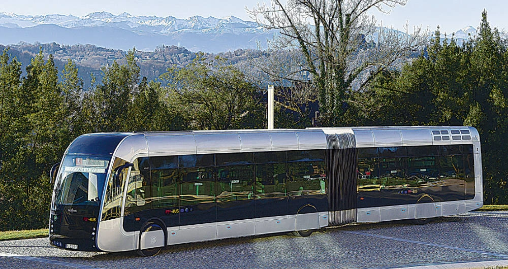 The new Febus hydrogen bus during its presentation in Pau, France. EU nations are using the pandemic to push forward with “green” hydrogen energy plans. (AFP)