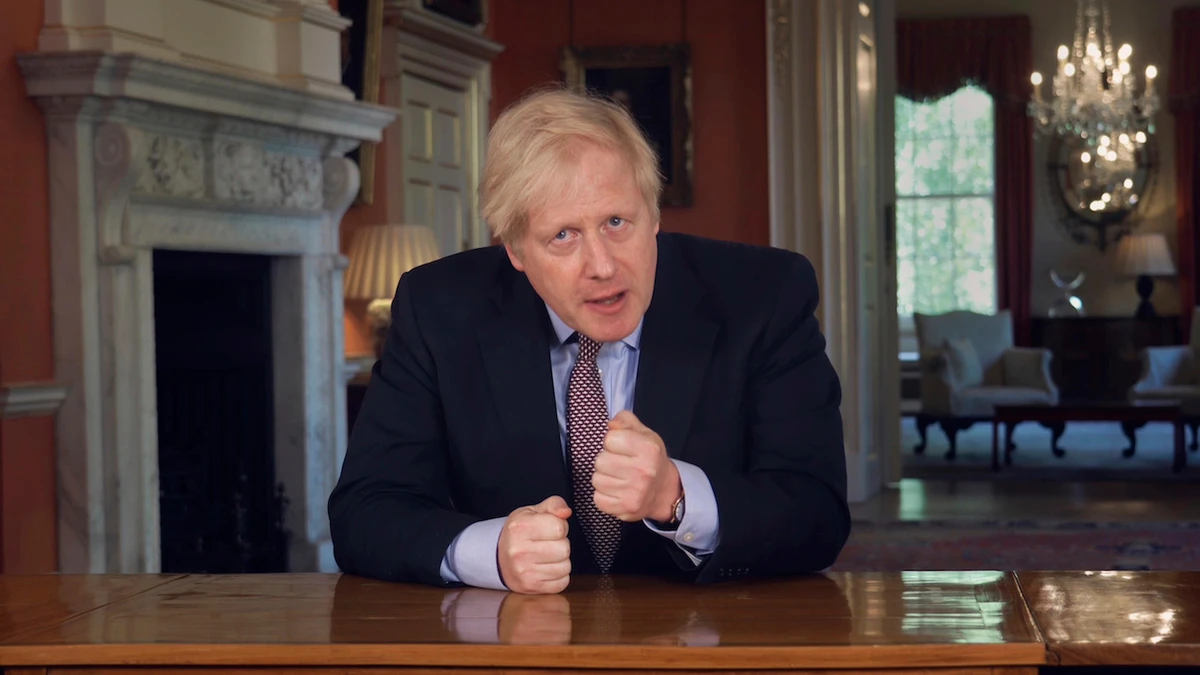 In this grab taken from video issued by Downing Street on Sunday, May 10, 2020, Britain's Prime Minister Boris Johnson delivers an address on lifting the country's lockdown amid the coronavirus pandemic. (AP)