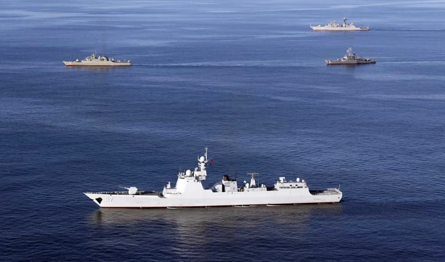 A view of warships during joint Iran-Russia-China naval drills in the Indian Ocean and the Gulf of Oman. (File/AFP)