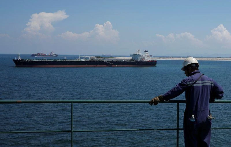 Crude oil tanker Maran Cassiopeia in the waters off Tuas, Singapore, July 15, 2019. (Reuters)