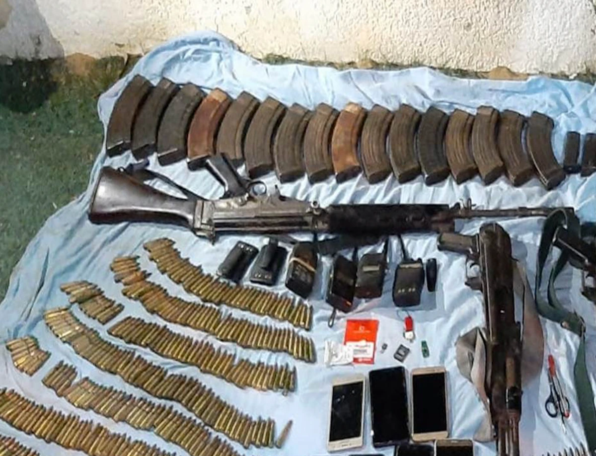 A view of some of the ammunition and mobile phones that were seized as part of the operation in Sinai. (Military spokesman for Egypt’s Armed Forces)