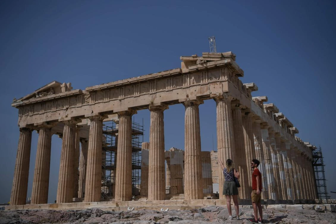 Greece reopened the Acropolis in Athens and all open-air archaeological sites in the country to the public on May 11 after a two-month closure due to the coronavirus pandemic. (AFP/Aris Messinis)