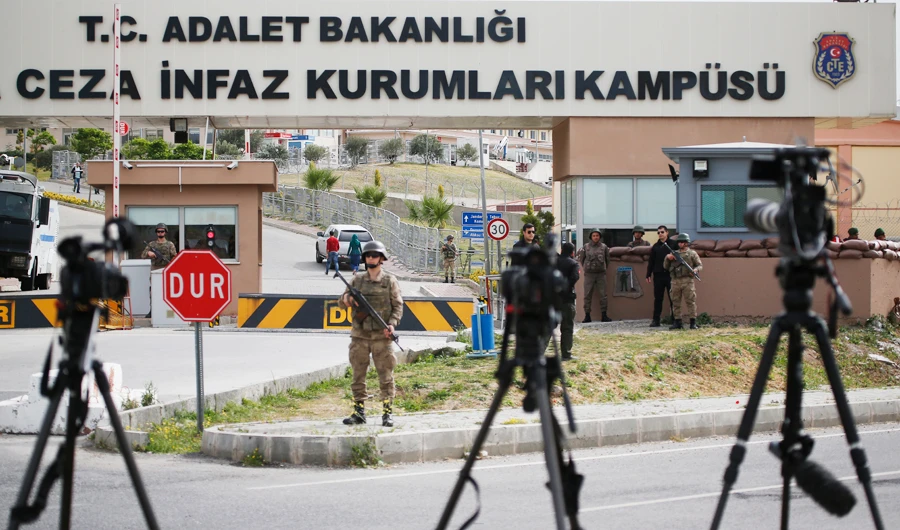 Cameras of members of the media are placed across from the prison complex in Aliaga, Izmir province, western Turkey, where jailed pastor Andrew Craig Brunson appeared on his trial at a court inside the complex, Monday, April 16, 2018. (AP)