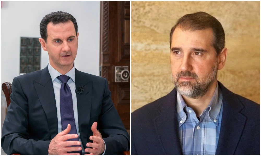 Composite image: Syrian President Bashar Assad (L) giving an interview to a journalist from Russia Today. Bashar’s cousin Rami Makhlouf (R), often described as "Syria's richest man," is head of Syriatel. (AFP/Supplied)