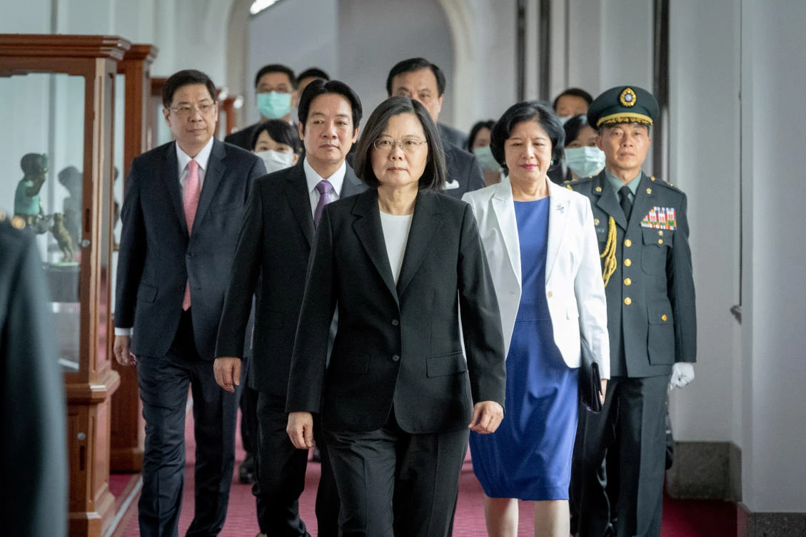 Above, Taiwan President Tsai Ing-wen attends the inauguration ceremony at the Presidential Office Building in Taipei on May 20, 2020. (Taiwan Presidential Office via Reuters)