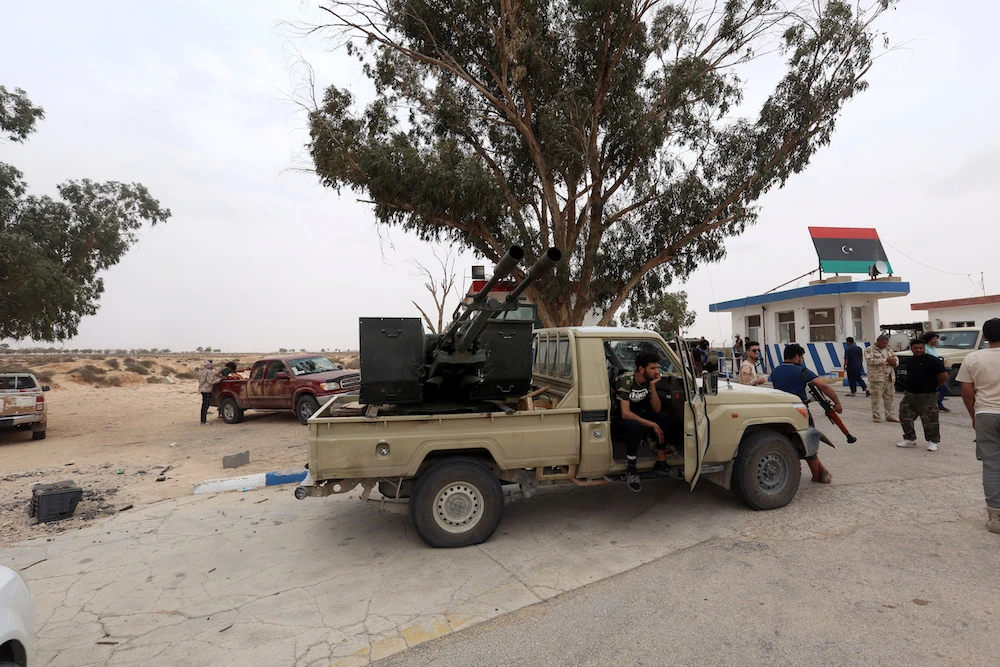 Fighters loyal to Libya’s Tripoli administered government are seen after taking control of Watiya air base, southwest of Tripoli, Libya May 18, 2020. (Reuters)