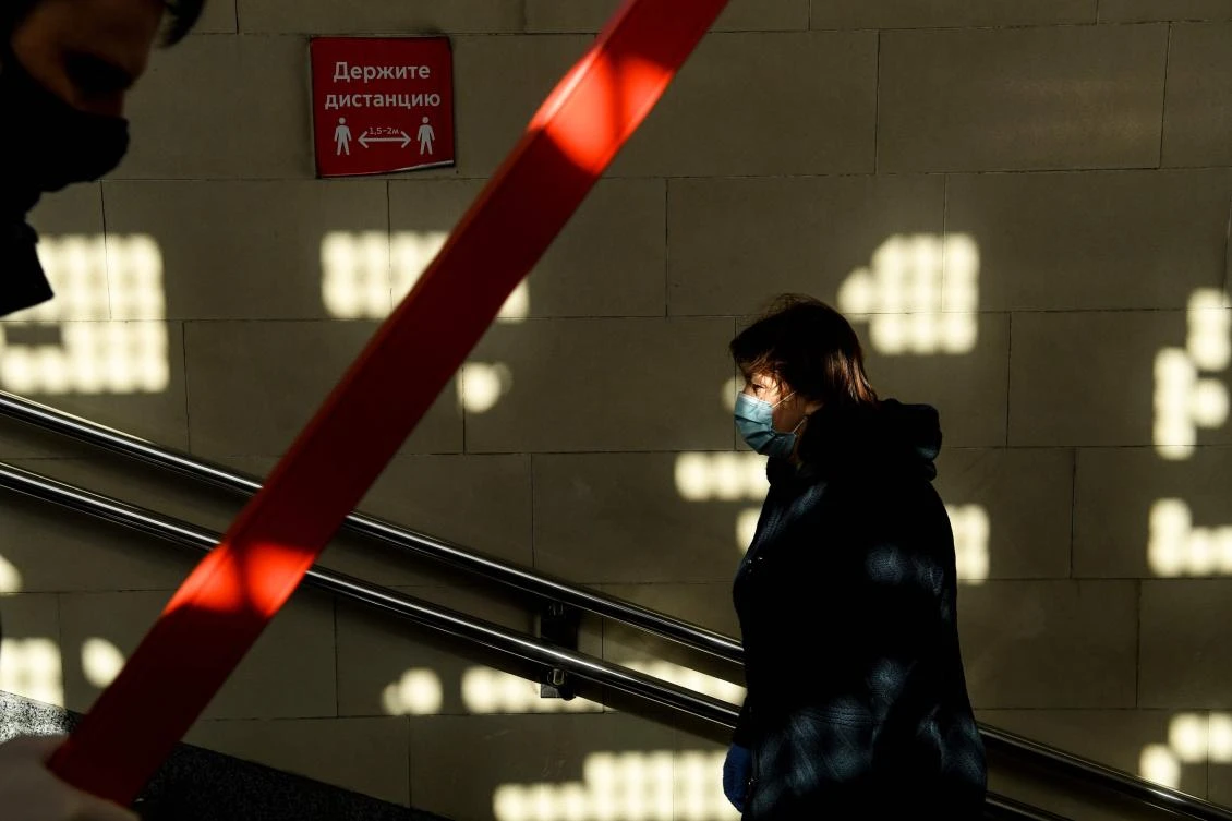 Russia reported 8,599 new cases, fewer than on the previous day, pushing the nationwide tally of infections to 344,481. (AFP)