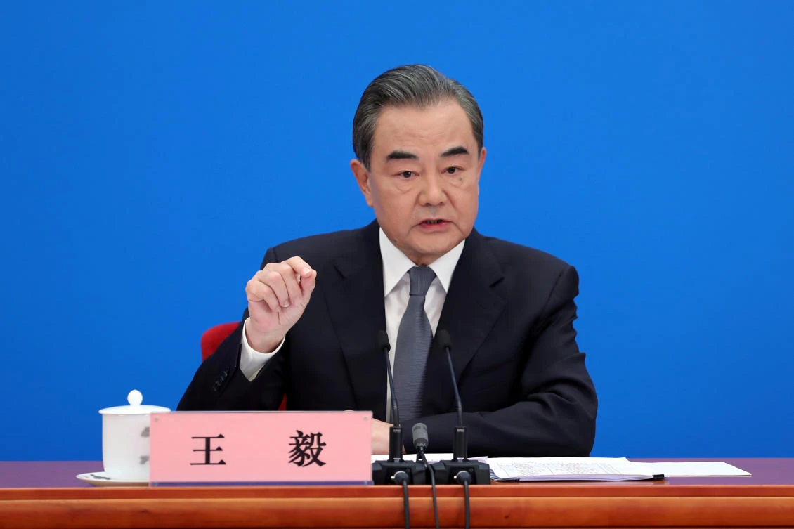 China’s foreign minister Wang Yi blasted what he called efforts by US politicians to ‘fabricate rumors’ about the pathogen’s origins. (China Daily via Reuters)