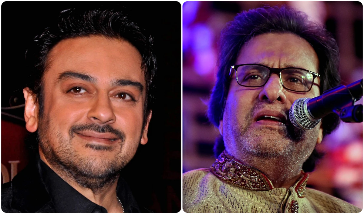 The collage shows renowned Indian singers Adnan Sami, left, and Talat Aziz. (AFP)