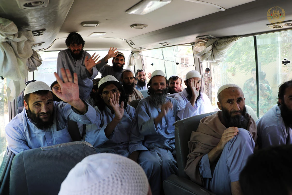 Some 100 Taliban prisoners were released from a military prison in Afghanistan on May 25 as part of the government’s response to a surprise cease-fire offered by the militants to mark the Eid Al-Fitr festival. (Afghanistan’s (NCS) National Security Council / AFP)