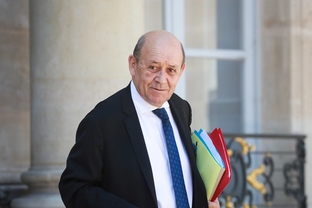 French Foreign Affairs Minister Jean-Yves Le Drian leaves the Elysee Presidential Palace after a weekly cabinet meeting, in Paris, France May 27, 2020. (Reuters)