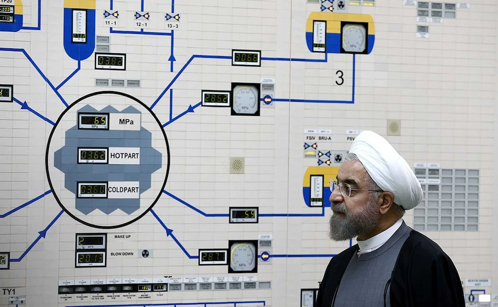 A handout picture released by the official website of the Iranian President Hassan Rouhani shows him visiting the control room of the Bushehr nuclear power plant in the port city of Bushehr. (AFP/File Photo)