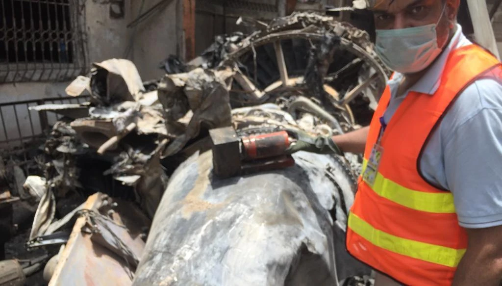 Search teams on Thursday recovered the cockpit voice recorder from the wreckage of a Pakistani airliner that crashed into a city neighbourhood last week. (PIA Twitter)