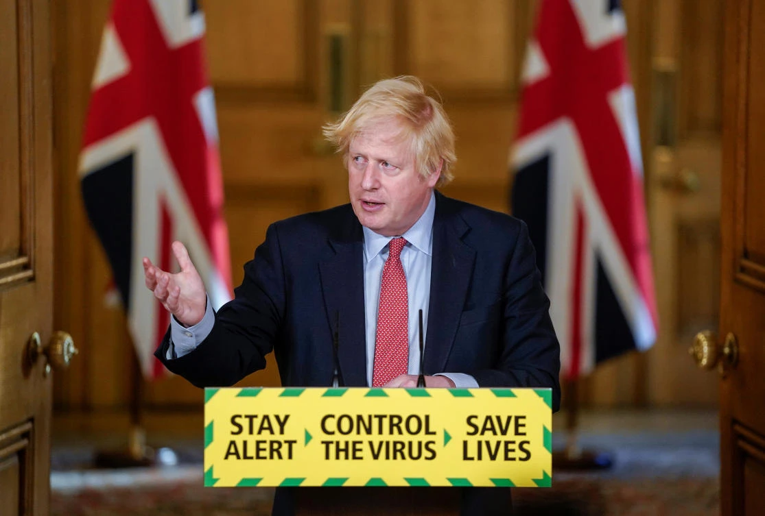 Britain's Prime Minister Boris Johnson holds a daily news conference on the coronavirus disease (COVID-19) outbreak, at 10 Downing Street in London, Britain May 25, 2020. (Reuters)