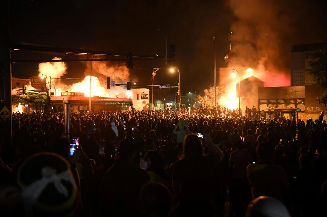 Demonstrators gather near the Minneapolis Police third precinct on May 28, 2020 in response to the death of African-American George Floyd at the hands of police. (Reuters)