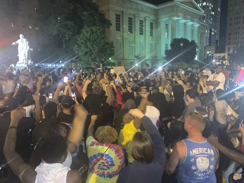 Protesters gather Thursday, May 28, 2020, in downtown Louisville, against the police shooting of Breonna Taylor. (File/AP)