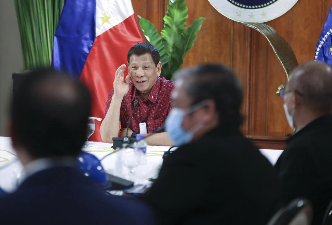 The World Bank last month approved two sets of loans totaling $600 million to support the Philippines’ emergency response to the coronavirus outbreak. Above, president Rodrigo Duterte in one of the meetings on the coronvirus task force. (Malacanang Presidential Photographers Division via AP)