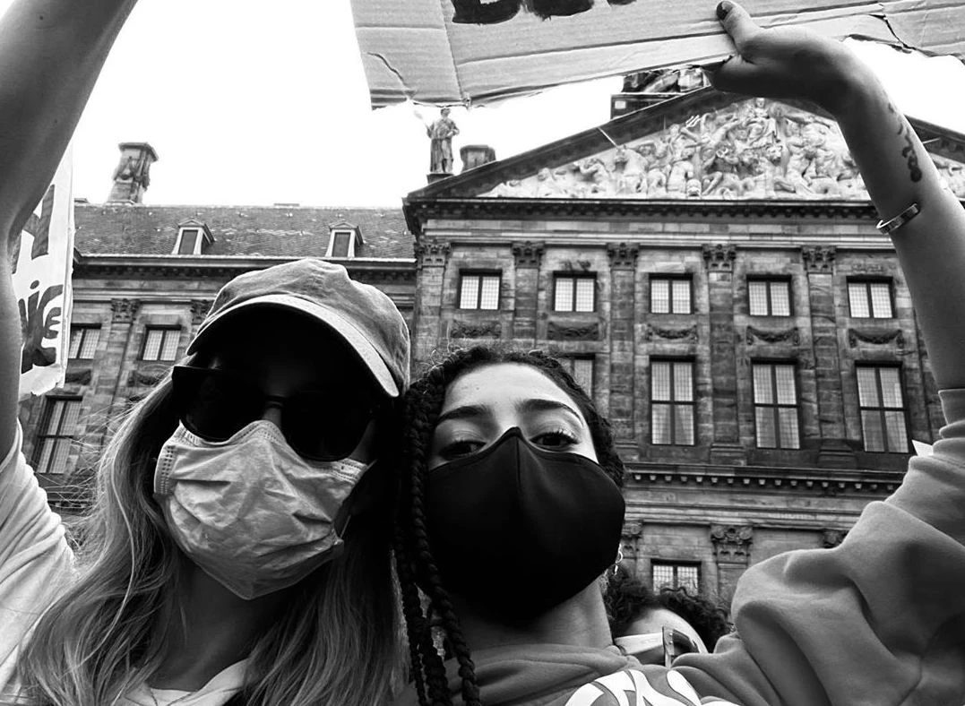 Moroccan-Egyptian model Imaan Hammam joins Black Lives Matter protests in Amsterdam