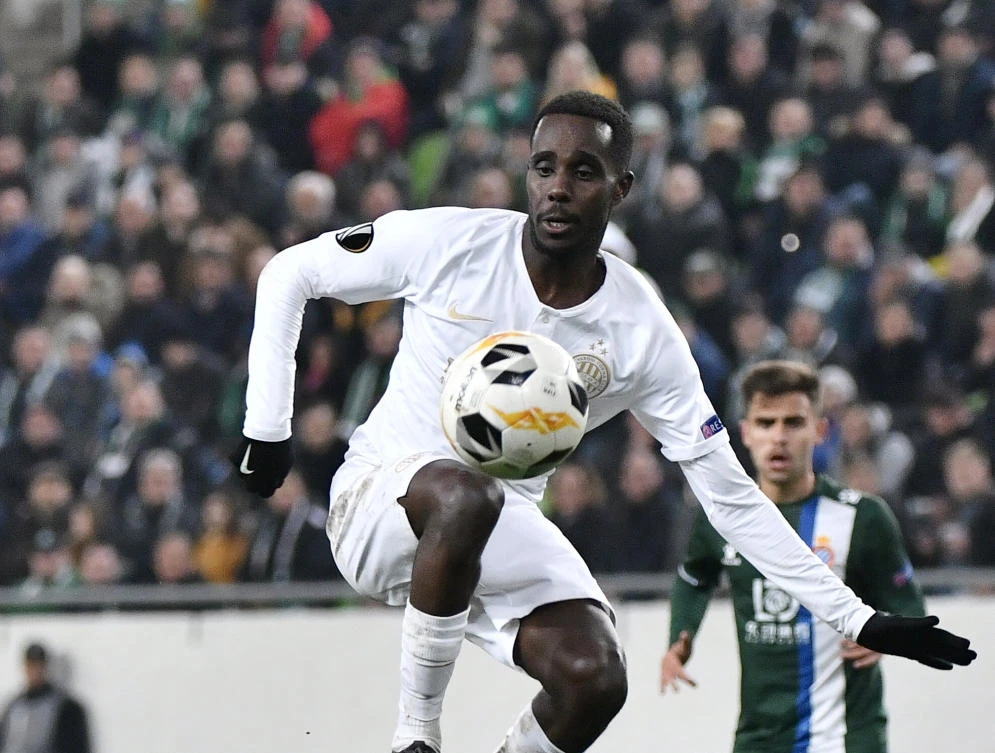 In this Thursday, Nov. 28, 2019 file photo, Tokmac Nguen of Ferencvaros in action during the soccer Europa League Group H fifth round soccer match Ferencvaros vs. Espanyol at the Groupama Arena in Budapest, Hungary. (AP)