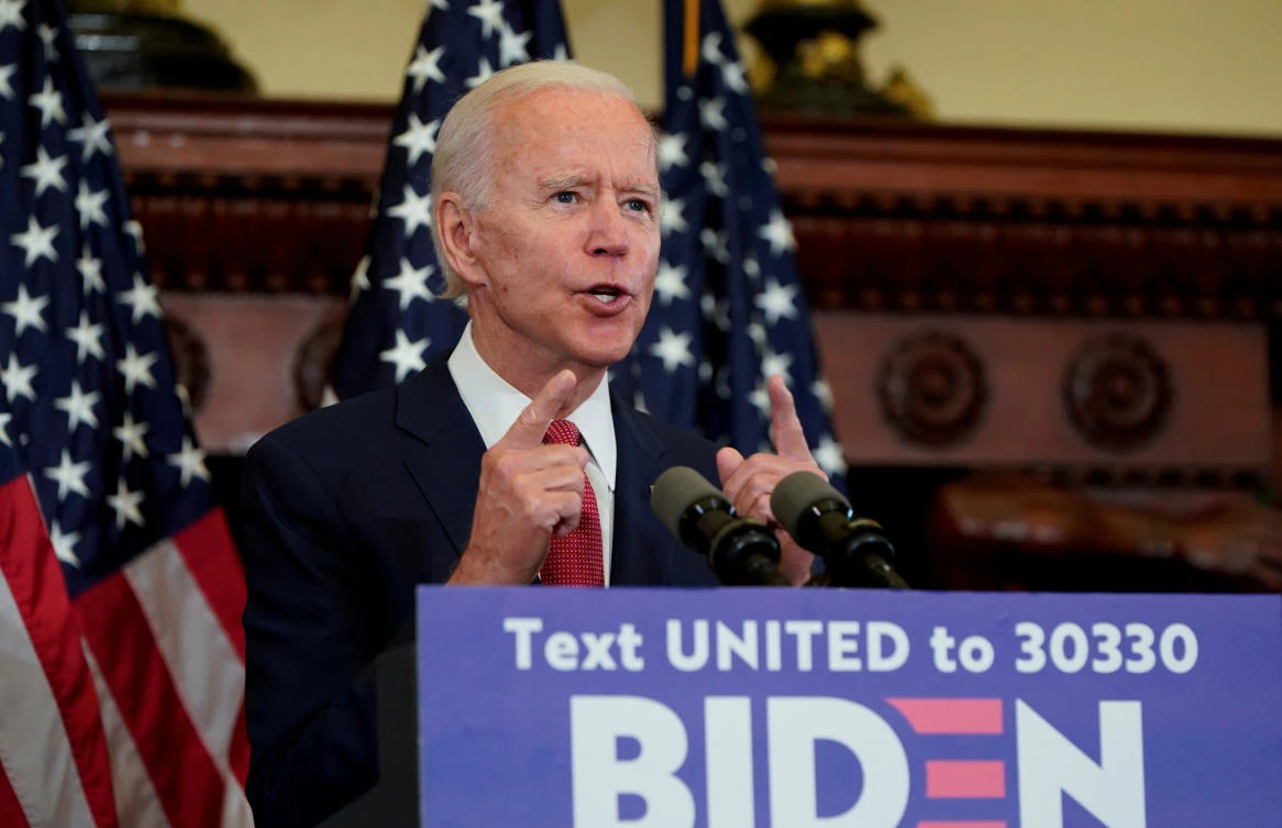 Presidential candidate Joe Biden speaks about President Donald Trump’s response to protests across the U.S. during an event at City Hall in Philadelphia, Pennsylvania, June 2, 2020. (Reuters)