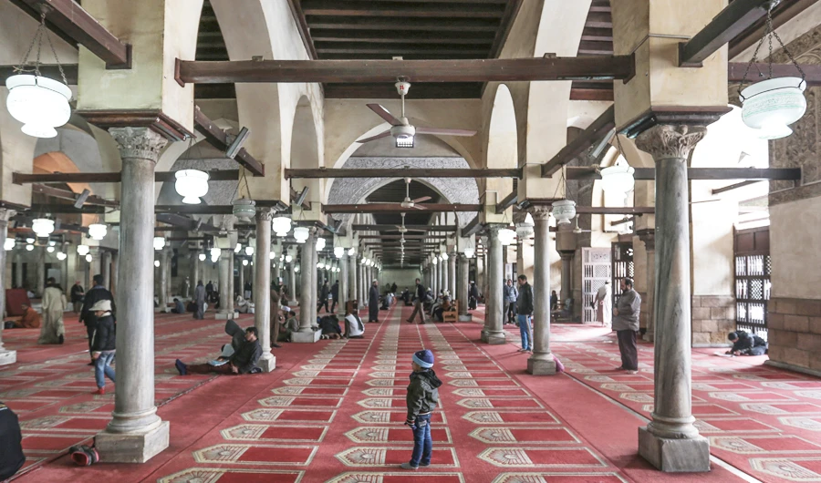 Muslim worshippers rest inside Al-Azhar mosque after Friday noon prayer in Cairo, Egypt, Friday, Jan. 9, 2015. (AP)