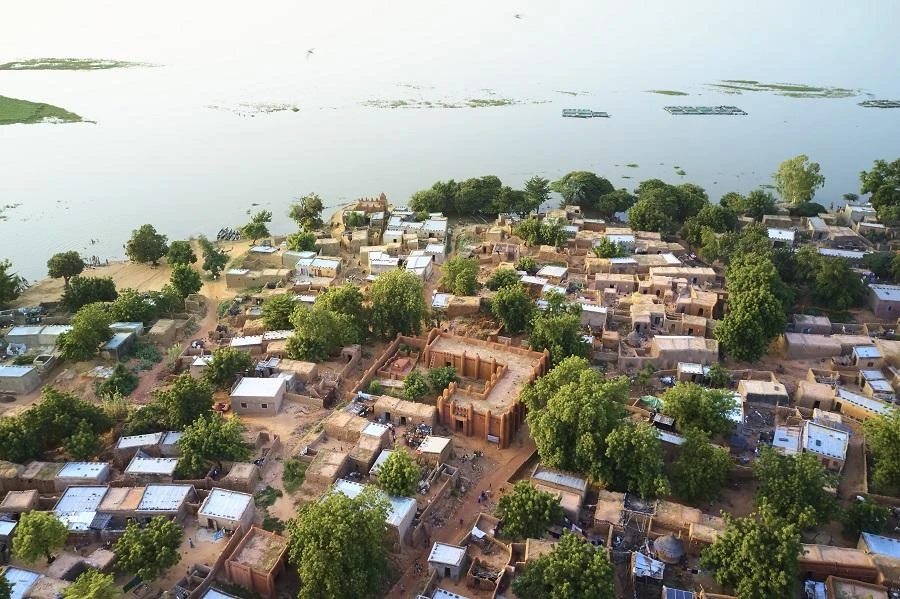 An aerial view shows the village Ségoukoro, the old town of Ségou in central Mali on September 29, 2019. (File/AFP)