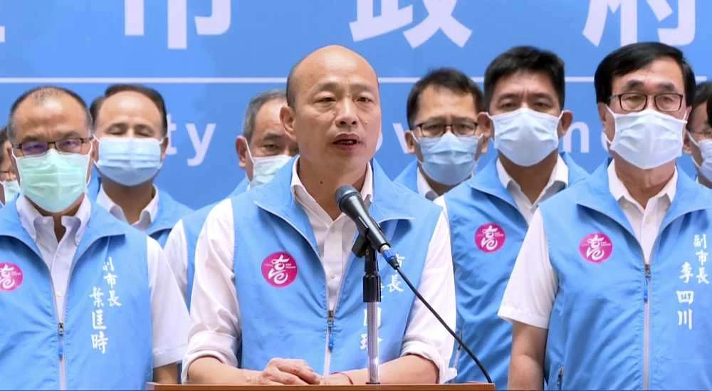 Mayor Han Kuo-yu speaks to the media in Kaohsiung, Taiwan, on June 6, 2020 as city residents voted to oust him from office. (FTV via AP Video)