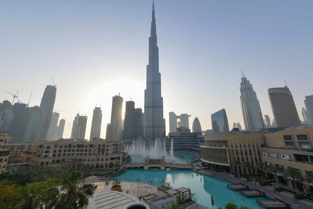Dubai's fountain show resumes beneath the Burj Khalifa tower, on June 5, 2020, as the Gulf emirate emerges from a lockdown imposed due to the COVID-19 pandemic. (AFP)