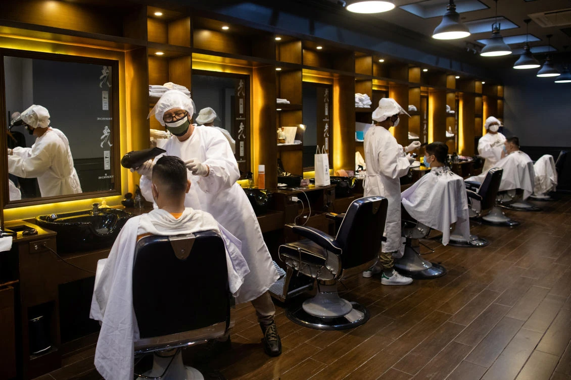 Barbershops and salons were allowed to reopen in the Philippines on June 8, 2020 after over two months of lockdown amid the coronavirus outbreak. (Reuters)