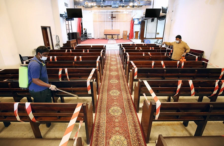 The churches, which have suspended services for three months, were sterilized on Friday. (File/AFP)