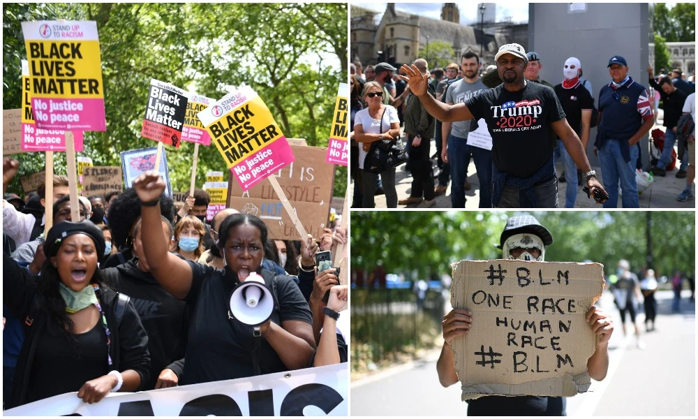 Pockets of anti-racism protesters rallied again in various parts of Britain on Saturday as about 1,000 right-wing counter-demonstrators also took to London's streets vowing to protect historic monuments. (AFP & AP)