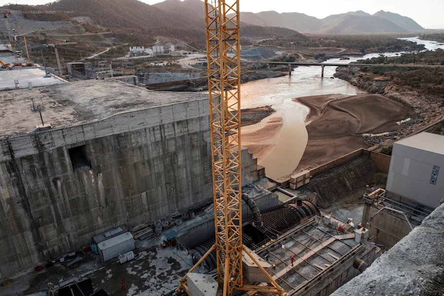 This file photo taken on December 26, 2019 shows a general view of the Blue Nile river as it passes through the Grand Ethiopian Renaissance Dam (GERD), near Guba in Ethiopia. (File/AFP)