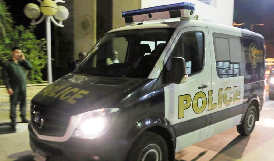 A police car leaves in the northern part of Cairo, Egypt. (REUTERS)