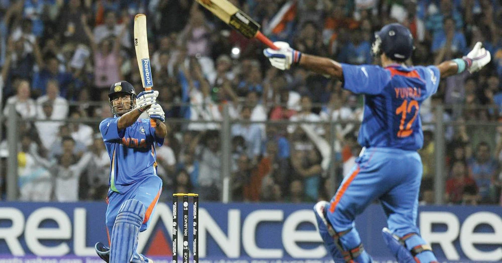 India captain MS Dhoni taking charge after superstar Sachin Tendulkar was out for 18 during the 2011 World Cup final against Sri Lanka. (AFP file photo)