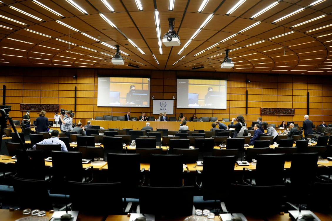 International Atomic Energy Agency (IAEA) Director General Rafael Grossi awaits the start of an interactive board of governors meeting at IAEA headquarters in Vienna, Austria. (File/Reuters)