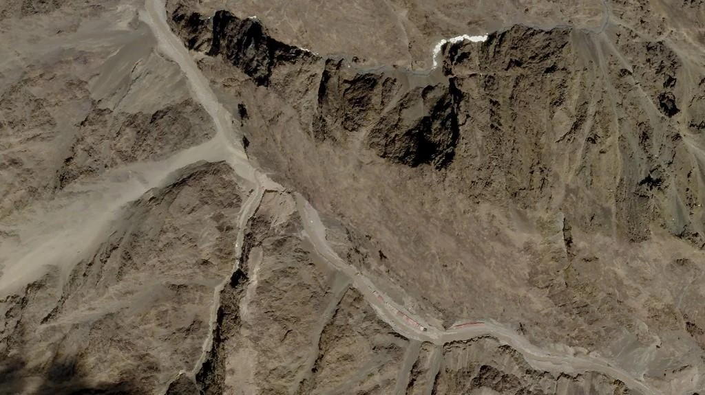 A satellite image taken on June 9, 2020, and released by 2020 Planet Labs, Inc. shows Galwan Valley, which lies between China’s Tibet and India’s Ladakh. (2020 Planet Labs, Inc/AFP)