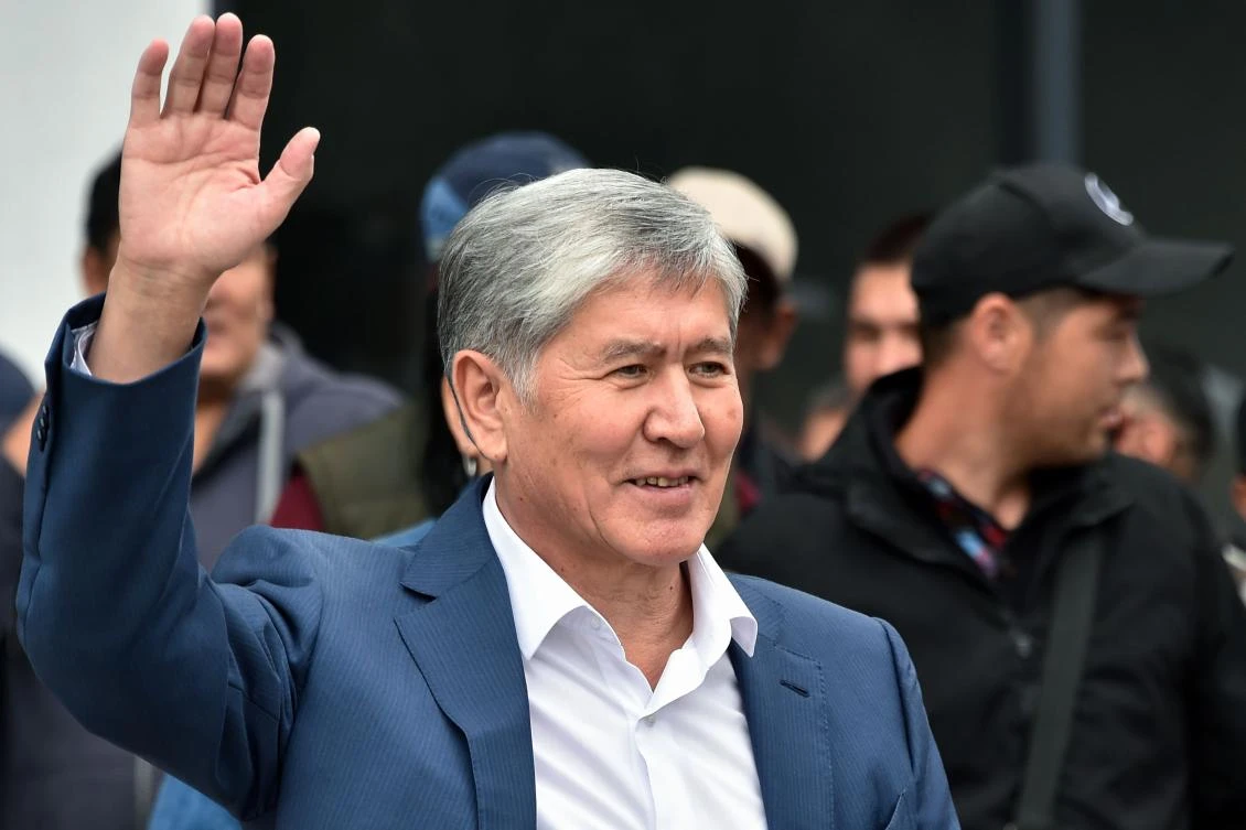 In this file photo taken on July 03, 2019 Former Kyrgyzstan's president Almazbek Atambayev waves to his supporters as he attends a rally in Bishkek. Kyrgyzstan's former president was sentenced to 11 years in jail on June 23, 2020 over the illegal release of a crime boss, in a case that caused a power struggle with his successor to turn violent. (AFP)