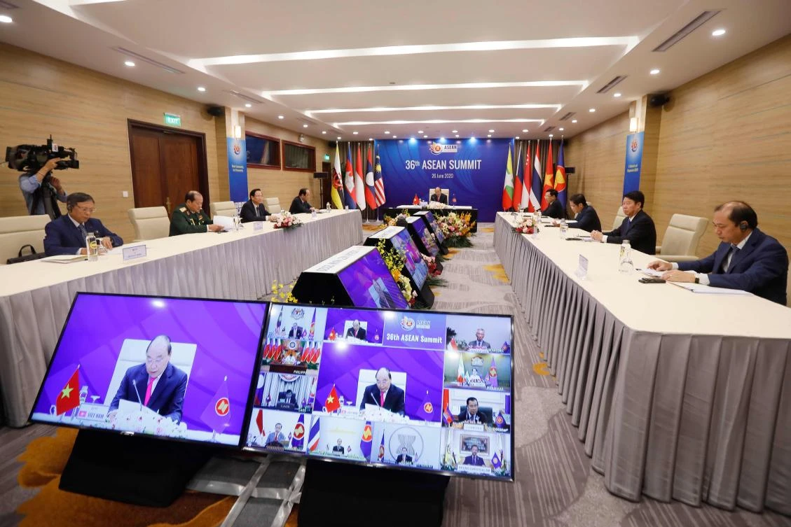 “The COVID-19 pandemic is a test for ASEAN,” Vietnamese Prime Minister Nguyen Xuan Phuc said in his address to Southeast Asian summit attendees on June 26, 2020. (AFP)